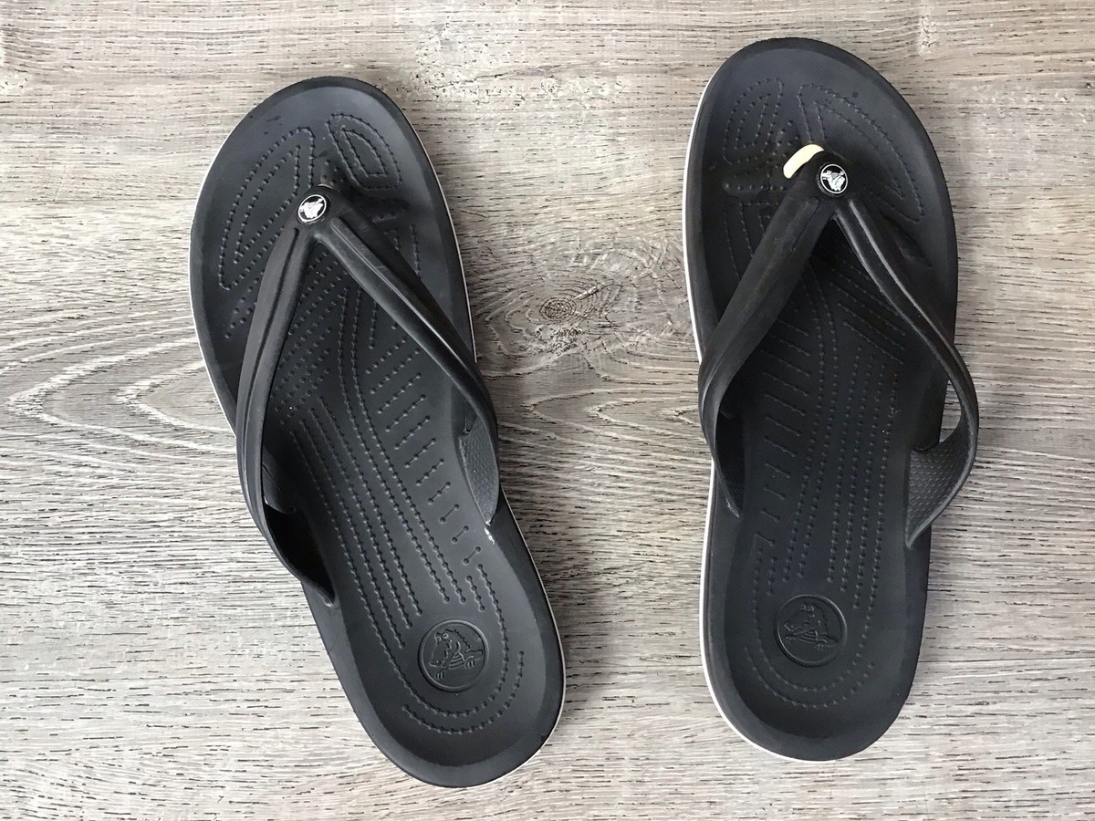 Crocs Mens Size 12 Crocband Black Thong Sandals Slip On  display picture 1