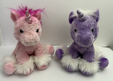 2018 Aurora Pink  Purple Unicorn Plush 11" Toy Lot of 2 Stuffed Animal Plushie