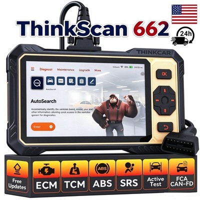 THINKCAR THINKSCAN 662 OBD2 Scanner Car Diagnostic Tool 12 Reset CAN FD & FCA