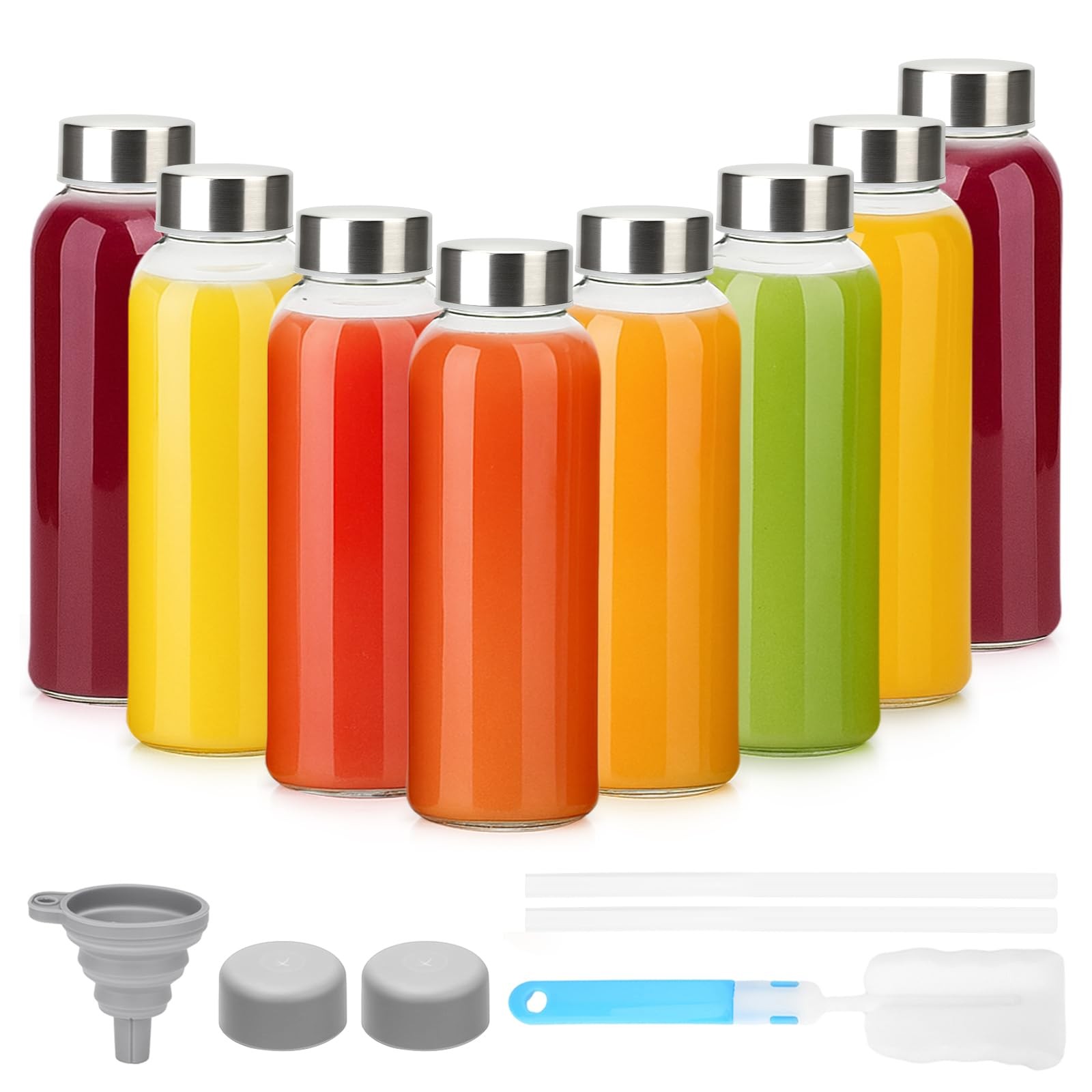 S With Lids 10oz, 8 Pack Reusable Glass Water Bottle With S.