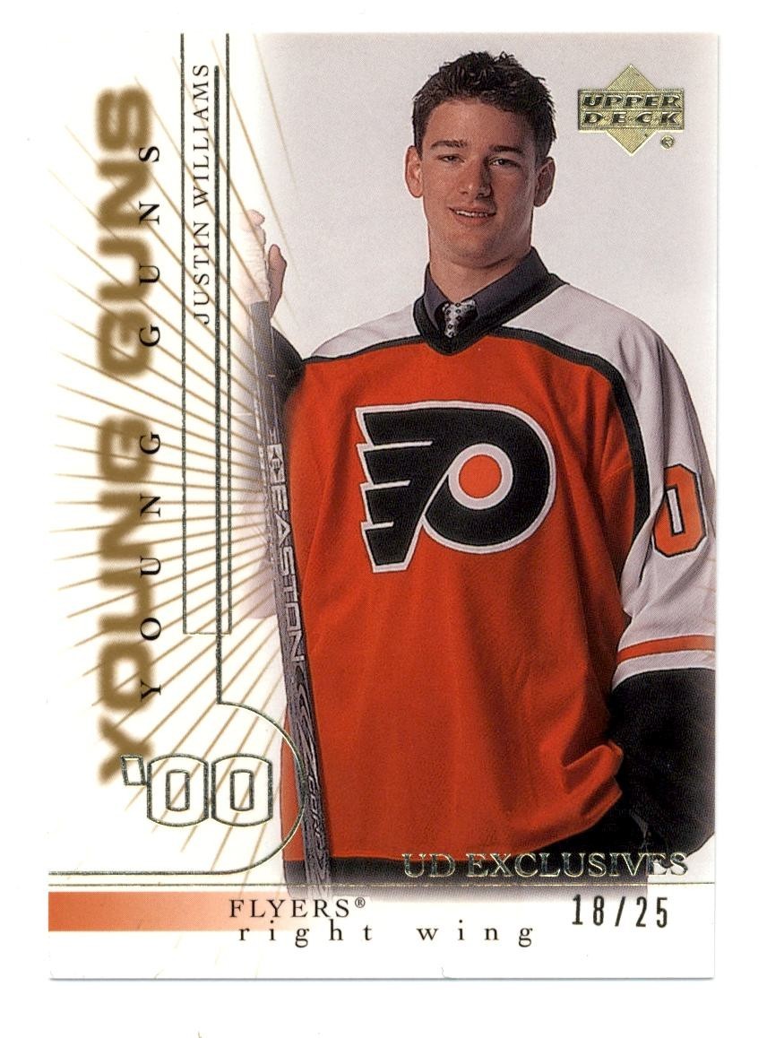 2000-01 Upper Deck #214 UD Exclusives Justin Williams Young Guns 18/25 Rookie RC