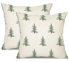 Christmas Pillow Covers 18x18 inch Set of 2 Christmas Tree Decorative White T...