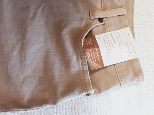 Lauren Conrad Damenshorts Größe 14 hoher Bund beige Denim 5 Taschen NEU - Bild 3 von 7