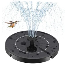 Solar Fountain for Bird Bath, Solar Water Fountain with Multiple Nozzles Black