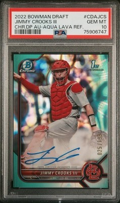 2022 Bowman Chrome JIMMY CROOKS III Aqua Lava Refractor Auto /199 PSA 10 1st RC