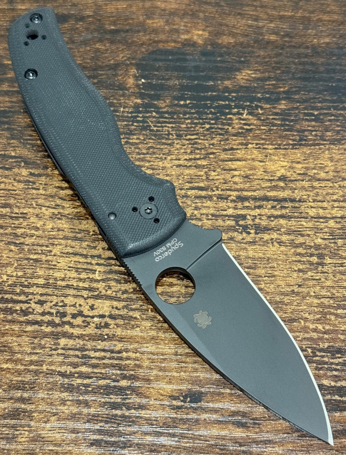 Spyderco Shaman G-10 Black DLC CPM S30V C229GPBK FACTORY SECOND **STIFF ACTION**