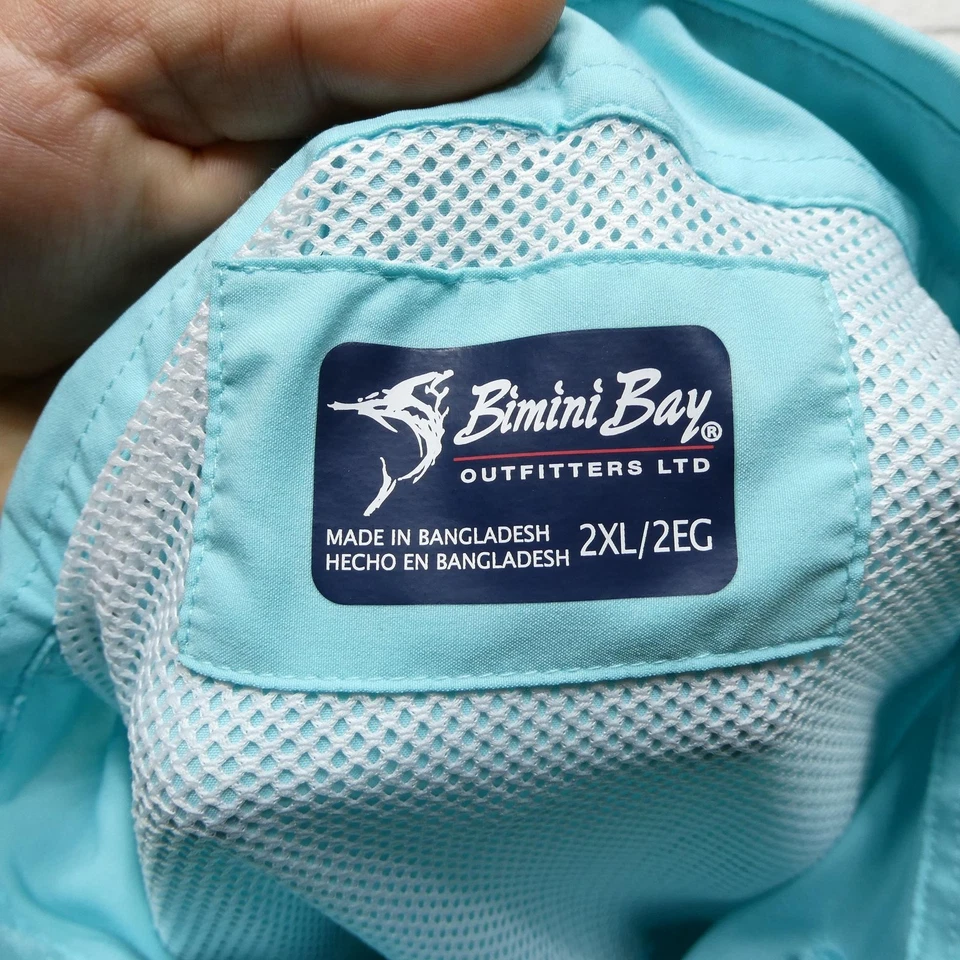 Bimini Bay Outfitters Shirt Mens 2XL Aqua Short Sleeve Fishing Vented Back - Image 3 of 4