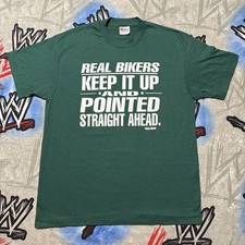 Real bikers keep it up and pointed straight ahead Wolfman Men's L T-Shirt VTG