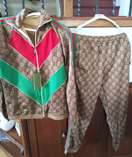 AUTENTICO PANTALONE/TOP GUCCI GC MARRONE ROSSO/VERDE A RIGHE, GRANDE. XLARGE, 2