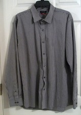 VAN HEUSEN "FLEX SLIM FIT" LONG SLEEVE BLACK CHECKED SHIRT  SIZE XL 17-17 1/2 