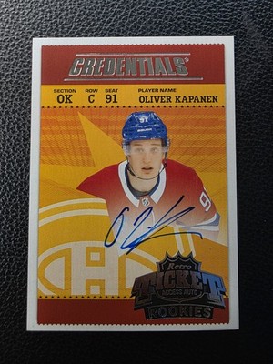 Upper Deck Credentials Retro Ticket Access Auto Rookies Oliver Kapanen Canadien 