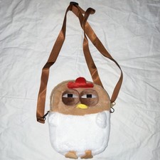 Plush Chicken Animal Print Kids Crossbody Bag with Adjustable Brown Strap