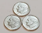 3× 1964‑D Roosevelt Dimes • AU Slider • High Detail • 90% Silver Lot   X121