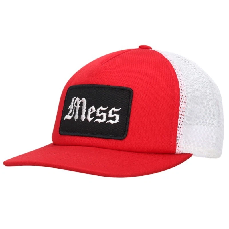 Casquette Supreme Mess dos maille 5 panneaux logo brodé 5 panneaux chapeau rouge blanc H2405