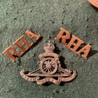 Royal Horse Artillery, Cap and collar Badges.   Brass. Ww1.  Ca5