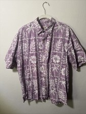 Vintage Cooke Street Honolulu Purple Floral Button Up Aloha Shirt XL