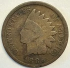 1886 Indian Head Cent - RARE VARIETY TYPE 2 - C and A - Bold Date & Reverse