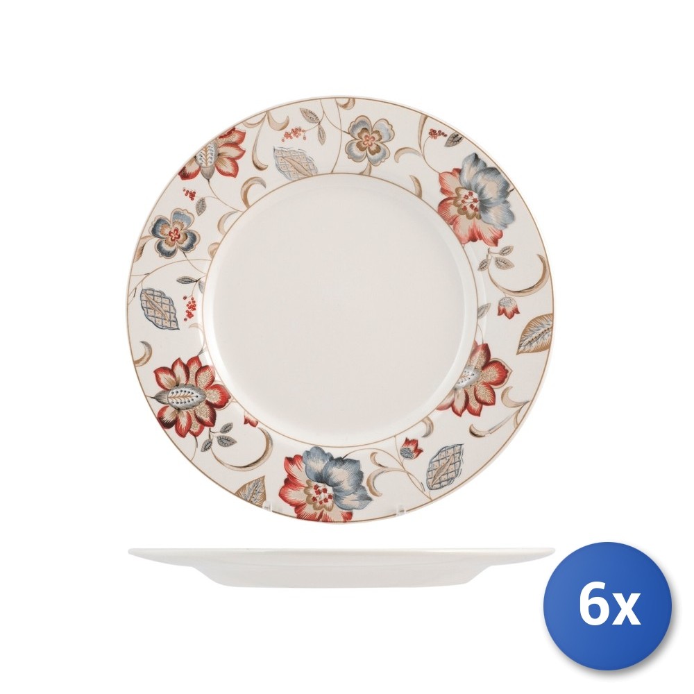 6X Churchill Plate Table Plain Jacobean In Earthenware 27 Cm.