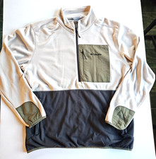 COLUMBIA 1/4 ZIP FLEECE PULLOVER SWEATER CREAM GREEN GREY Mens XL Shirt NICE 