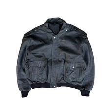 Bomber A-2 aviatore vintage in Vera Pelle Nero US Giacca Vacchetta Boxy Premium
