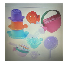 Kids Bath Toys Water Play Set w/ Watering Can, Strainer Molds, Multicolor