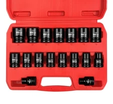 17pcs 1/2 “ Drive Shallow Impact Socket Set(8-24mm),metric Socket Set,6-point,cr