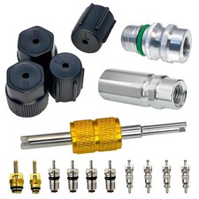 Air Conditioning Valve Core Kit  Cap  Valve AC R12 R134a Teflon Seal Refrig...