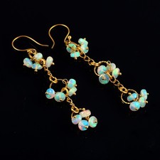 Fine Jewelry Multicolor Stone Earrings Solid 14K Gold 3425