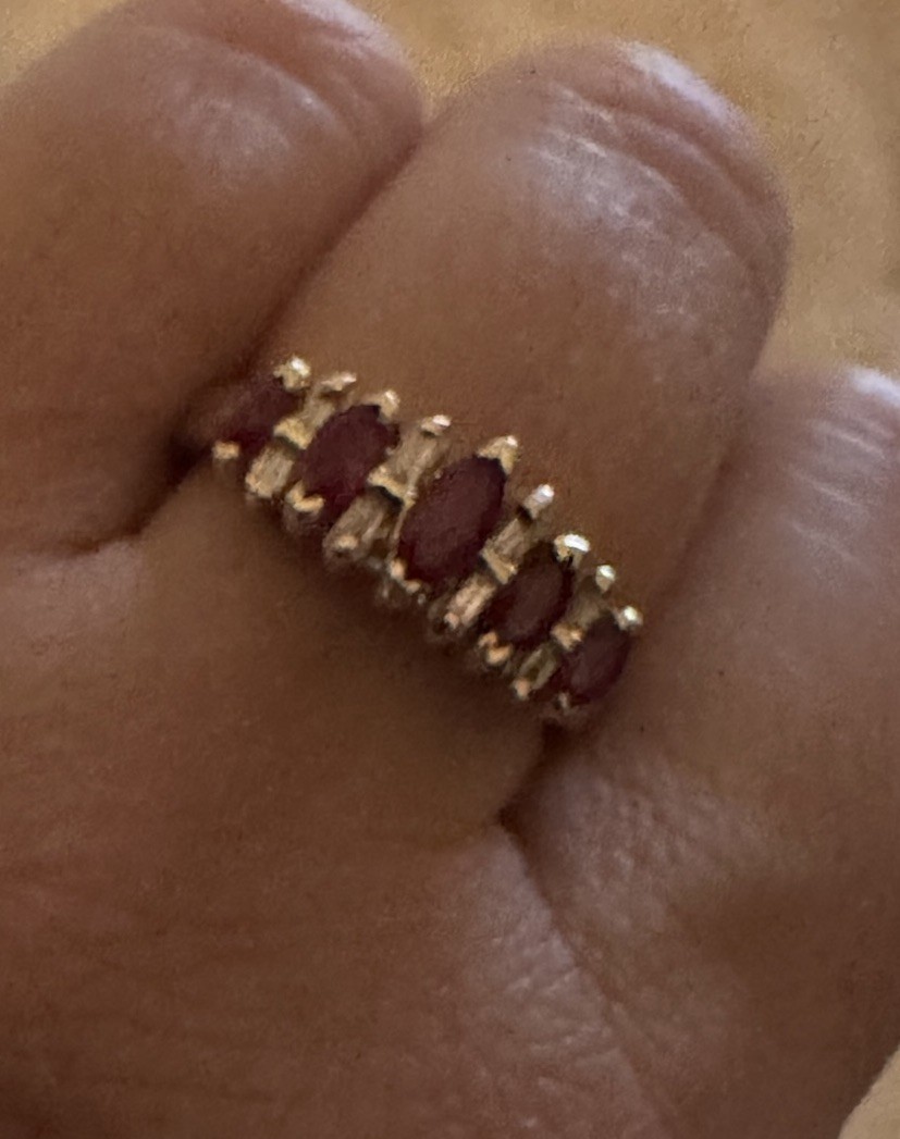 Ruby Ring In 14k Gold w/ Lab Created Ruby In Marq… - image 2