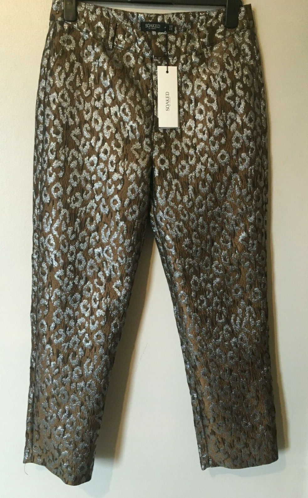 Metallic Jacquard Pants Trousers Soaked in Luxury Size 12 Uk BNWT £89.99 Leopard