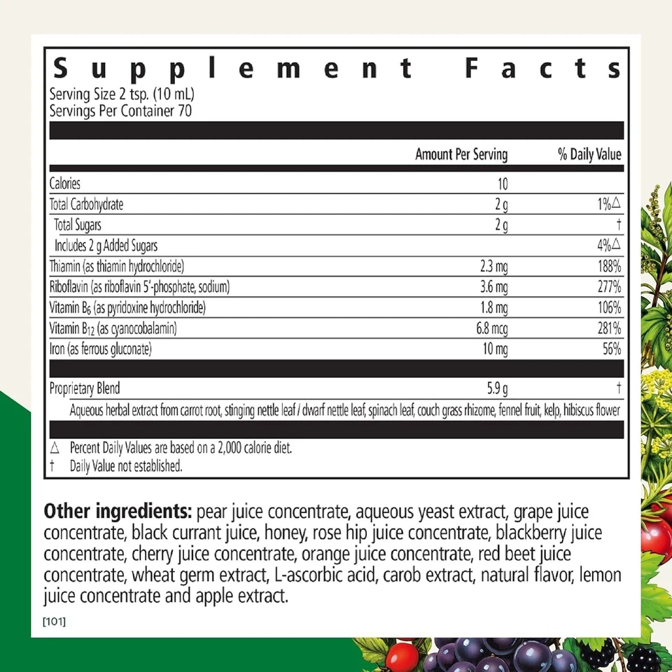 Floradix Iron & Herbs de Salus - Suplemento líquido de hierro a base de hierbas (23,7 fl oz) Foto 2 de 4