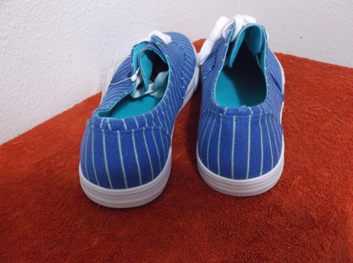 TOTALMENTE NUEVOS ZAPATOS DE DAMA ""FADED GLORY"" AZUL CON RAYAS BLANCAS con PARTE SUPERIOR DE TELA - Imagen 4 de 6