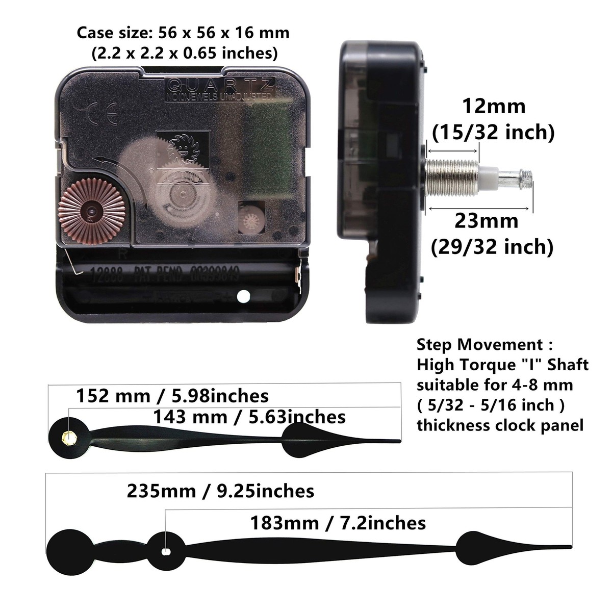 Youngtown 12888 High Torque Quartz Clock Movement Replacement