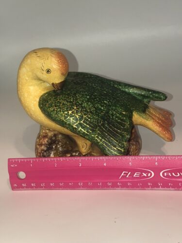 Vintage Ceramic Large Green And Yellow Bird Figurine - Picture 3 of 8