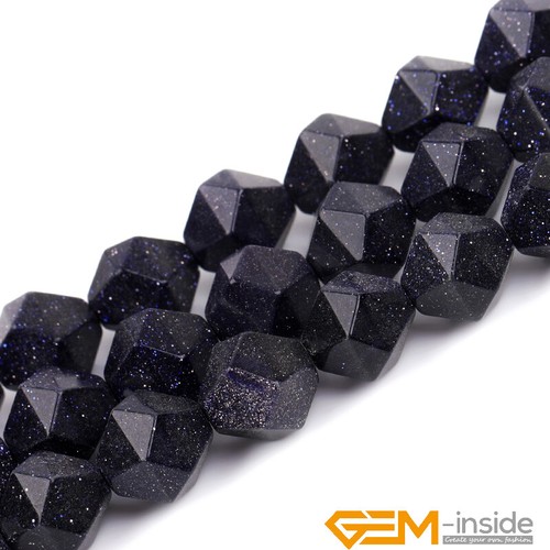 Blue Sandstone Gemstone Polygonal Faceted Round Loose Beads Jewelry Making 15" - Picture 4 of 36