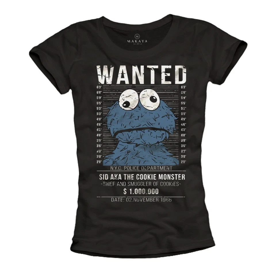 Wanted T-Shirt Damen lustige witzige coole Geschenke Kekse Monster Fun Top Shirt - Bild 1 von 1