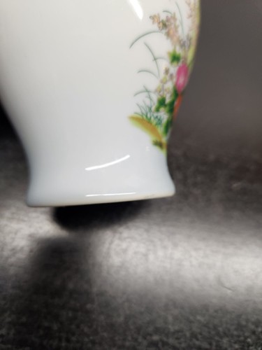 Japanische Porzellan Dose & Deckel handbemalt Bambus Kirschblüten & blaue Vögel - Bild 12 von 19