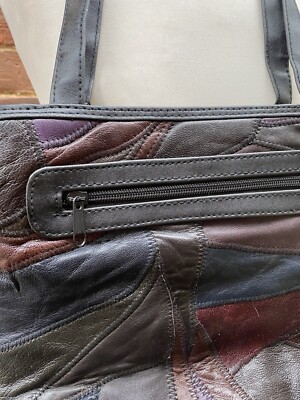 Vintage 90s Roma Italy Multi Patchwork Leather Medium