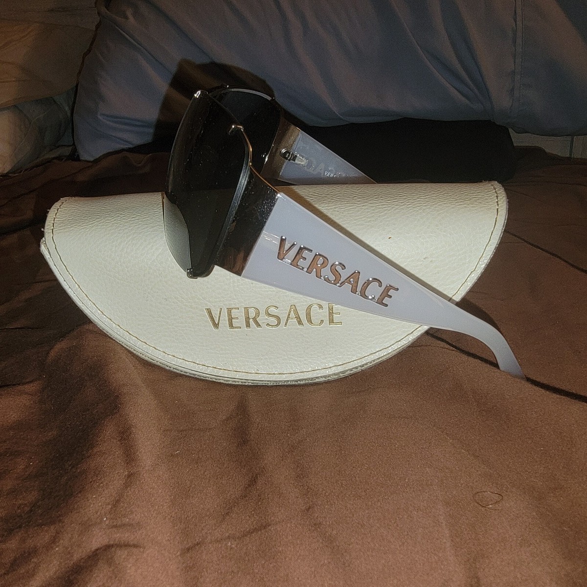 Unisex Authentic Versace Sunglasses Amazon.com: Versace VE 2251 100287 Gold & Black Metal Square  main image 4