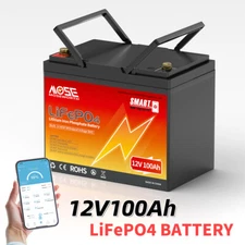 Bluetooth 12V 100Ah LiFePO4 Lithium Battery Deep Cycle RV Home Marine Off-grid
