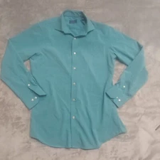 Men's Perry Ellis Premium Blue Dress Shirt 15-1/2 32/33 Slim Fit Long Sleeve