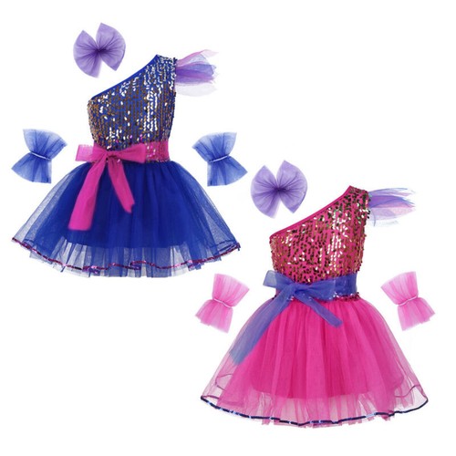 Kids Girls Jazz Dance Costume Sparkly Sequins Dress Set Ballet Modern Dancewear eBay