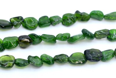 6-8MM Genuine Natural Green Chrome Diopside Pebble Nugget Grade AAA Loose Beads