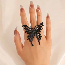 Exaggerated Big Butterfly Ring Adjustable Trendy Metal Rings Fashion Jewelry NEW
