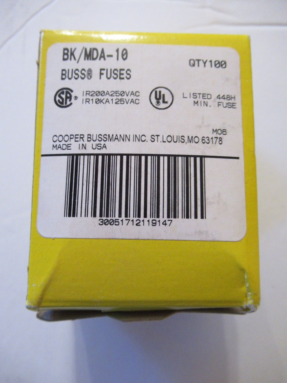 NEW Lot of TEN Bussmann B/K MDA-10 Buss Fuse  250V MDA-10 Free Shipping