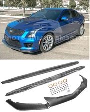 CARBON FIBER Front Lip Splitter & Side Skirts For 16-19 Cadillac ATS-V Package