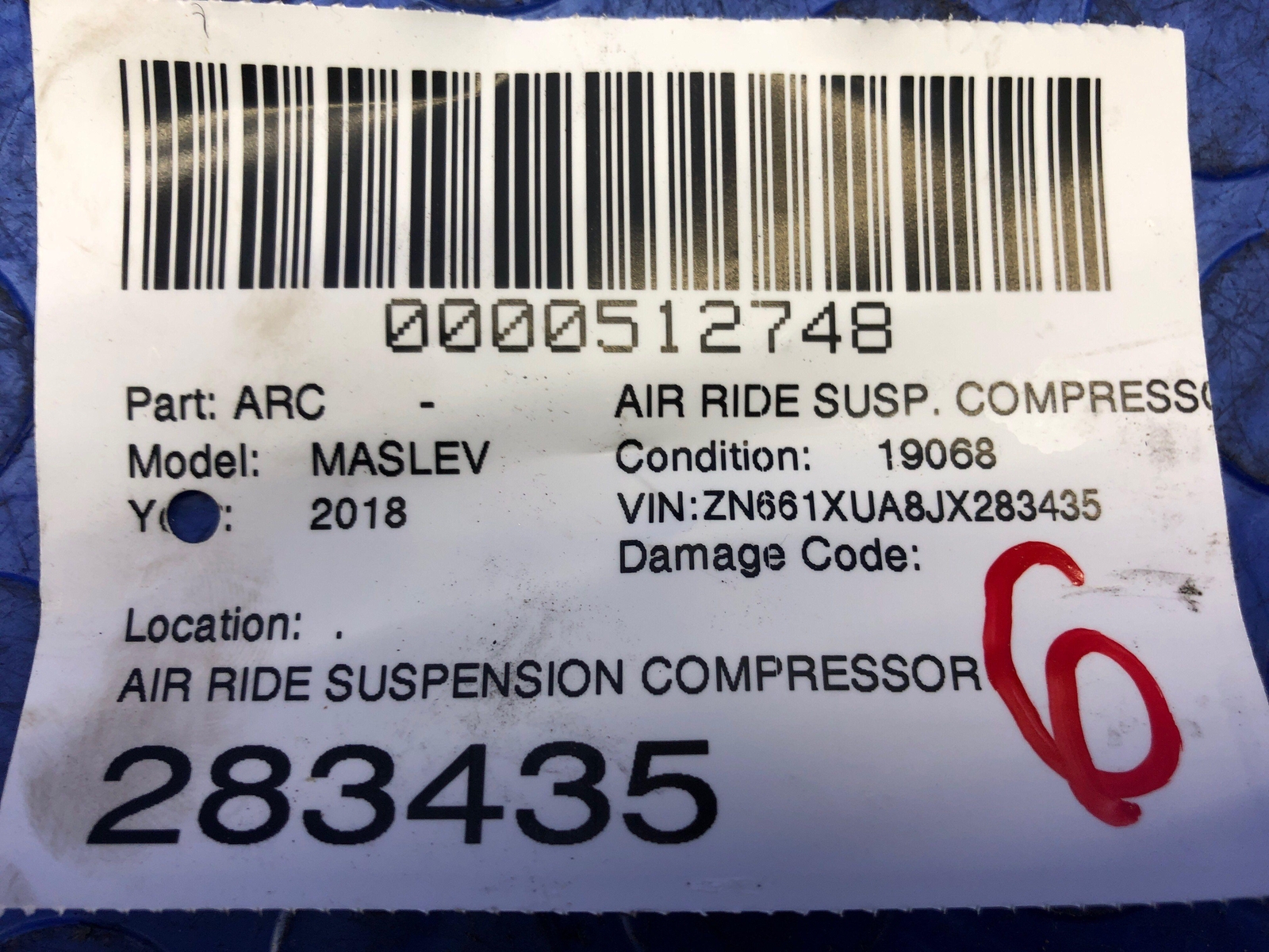 2017-2022 MASERATI LEVANTE OEM AIR RIDE SUSPENSION COMPRESSOR