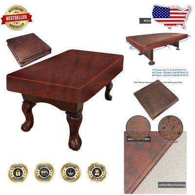 Versatile 9ft Brown Leatherette Pool & Outdoor Table Cover - Heavy Duty Design
