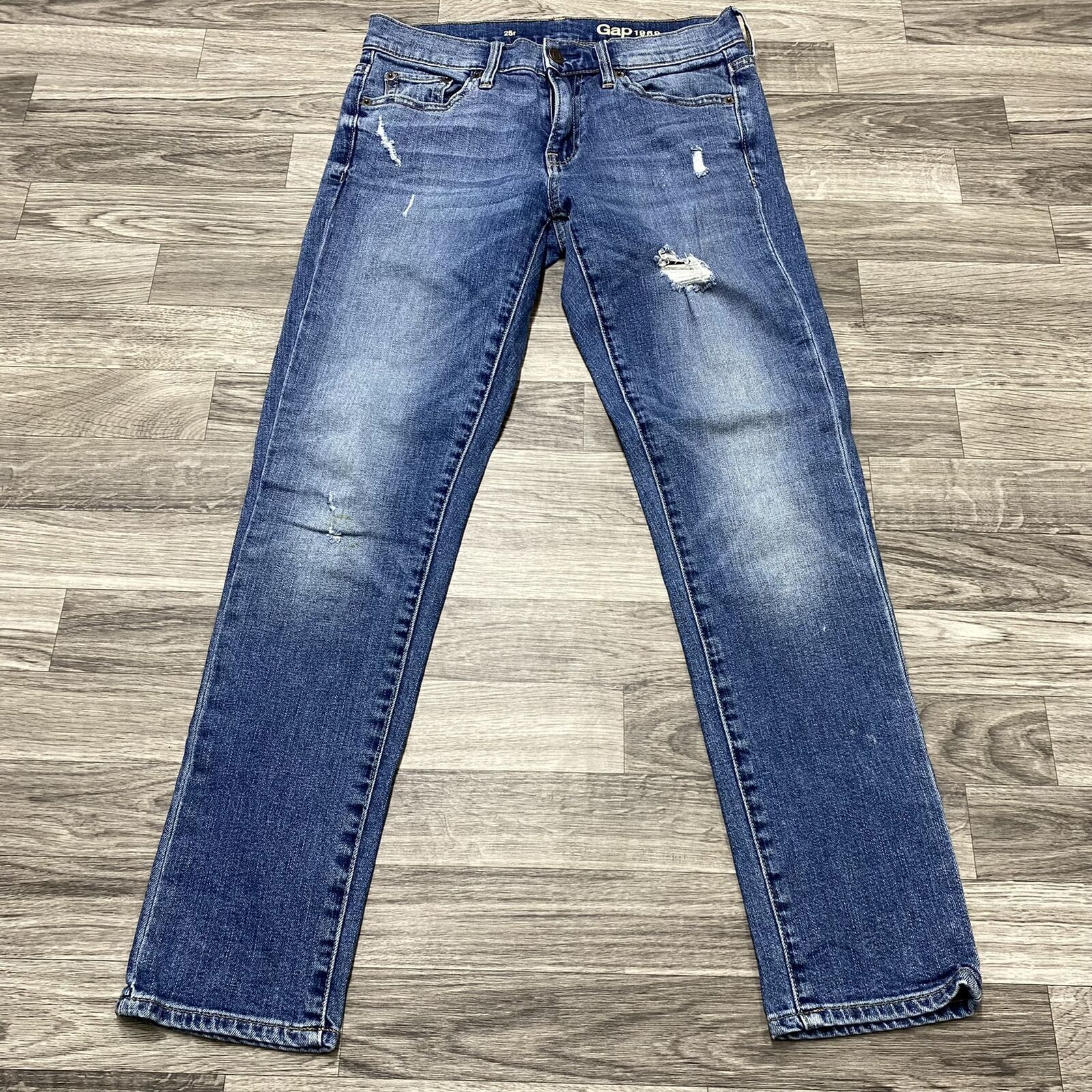 GAP Skinny Leg Mid Rise Med Wash Blue Denim Jeans… - image 3