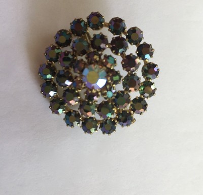 Broche Dôme Vintage Années 50 - Motif Oxydes - Occasion, Très Jolie